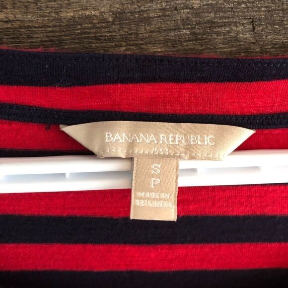 BANANA Republic Size Small Red/Navy Striped Long Sleeve Top - Picture 4 of 5
